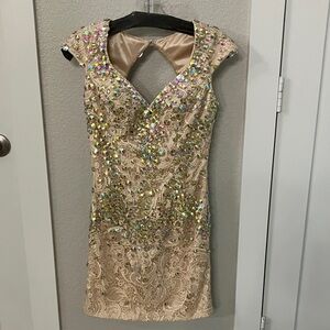 Stunning Backless Sequin Dress in Cream